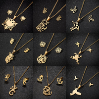 Multiple Stainless Steel Animal Charm Necklace Women Cute Koala Cow Jewelry Set Girls Birthday Party Earring Gifts Accessories