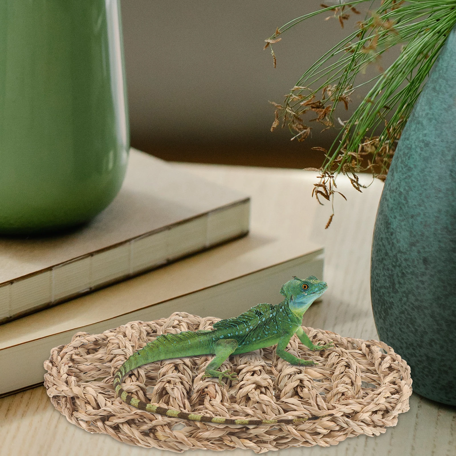 

20cm Pet Reptile Lizard Woven Mat Washable Grass Climbing Pad Cage Play Mat Small Pet Supplies Bearded