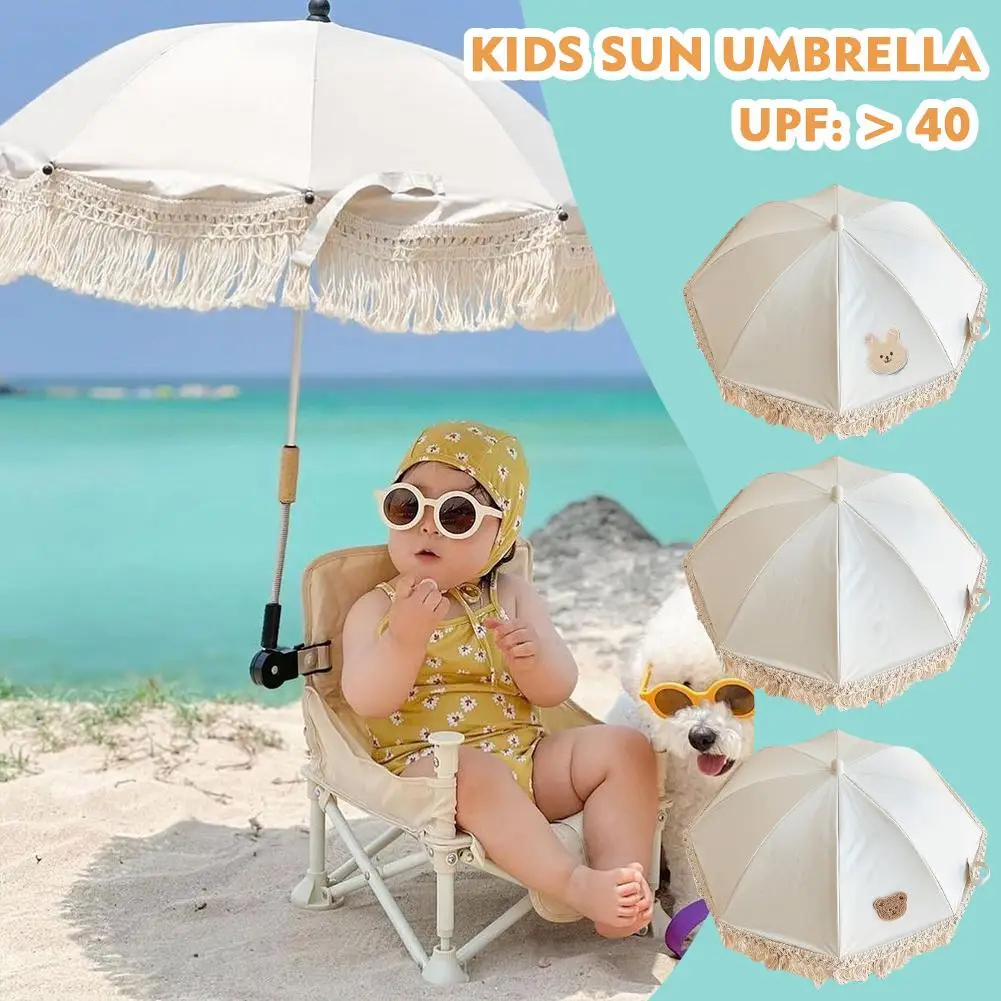 Baby Stroller Sun Protection Parasol Bohemian Vintage UV Sun Folding Umbrella Pushchair Umbrella Parasol Outdoor Fringe Beach