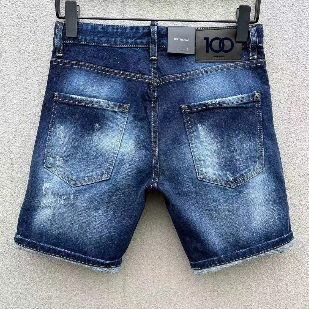 100 chareiharper D301 New SpringSummer Ripped Small Feet Slim Fit Men's Blue Hipster Harbor style Beggar quality denim shorts