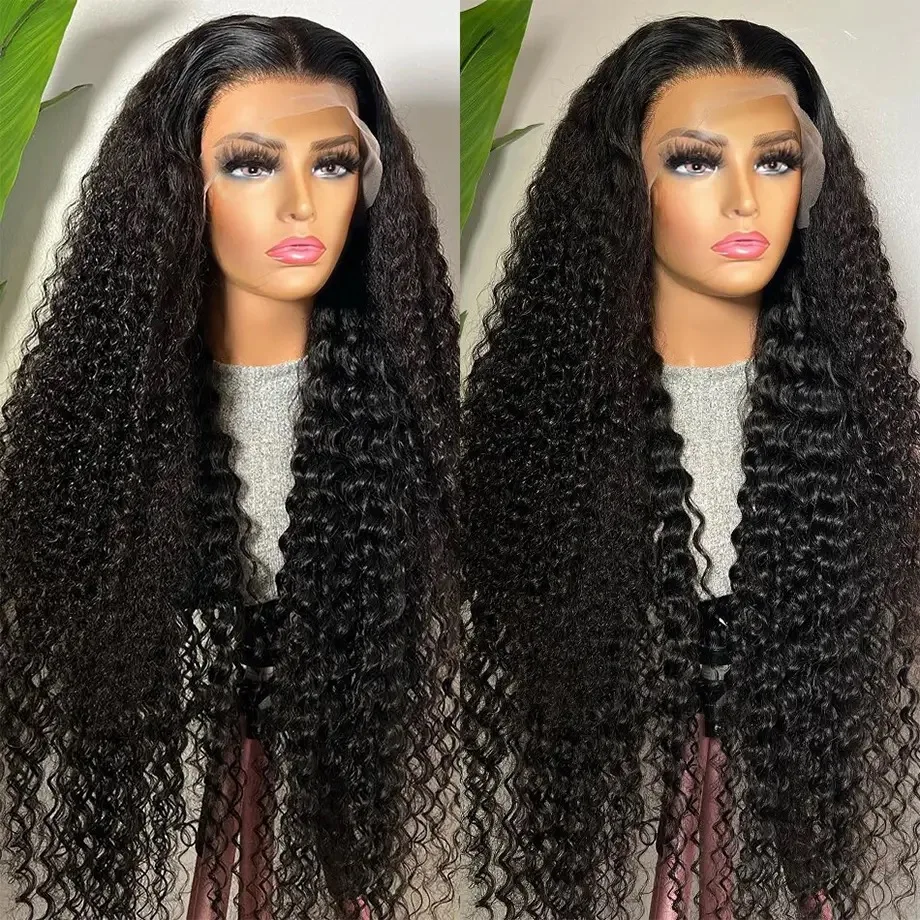 13x6 HD Lace Front Krullend Watergolf Menselijk haar Pruiken HD Transparant 40 inch lang Jerry Krullend Kant Frontale Pruiken Volledig en Bouncy