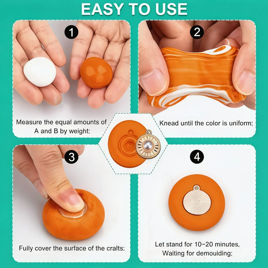 Silicone Putty DIY Crafting Set Flexible Long-lasting For Resin Art Projects Molds (Orange) view 3