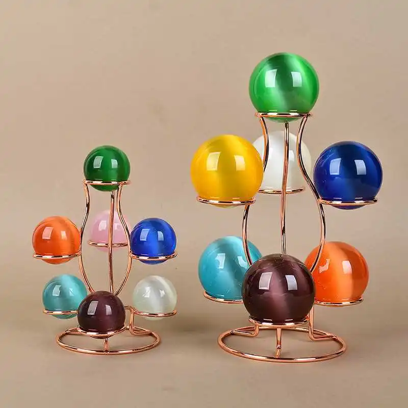 4Colors Metal Seven Ball Base Crystal Ball Base Bracket Creative Home Living Room Desktop Ornament Multi-ball Decoration LH426