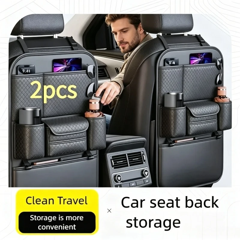 

Multi-functional Car Seat Back Organizer High-Capacity Multi-Pocket Backseat Storage Bag Wear-Resistant Anti Kick Mat