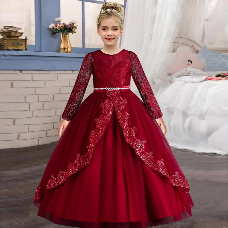 Girls\' Long sleeved Princess Dress 4-12 Years Old Sequin Embroidered Bunny Dress Banquet Gorgeous High end Evening Dress