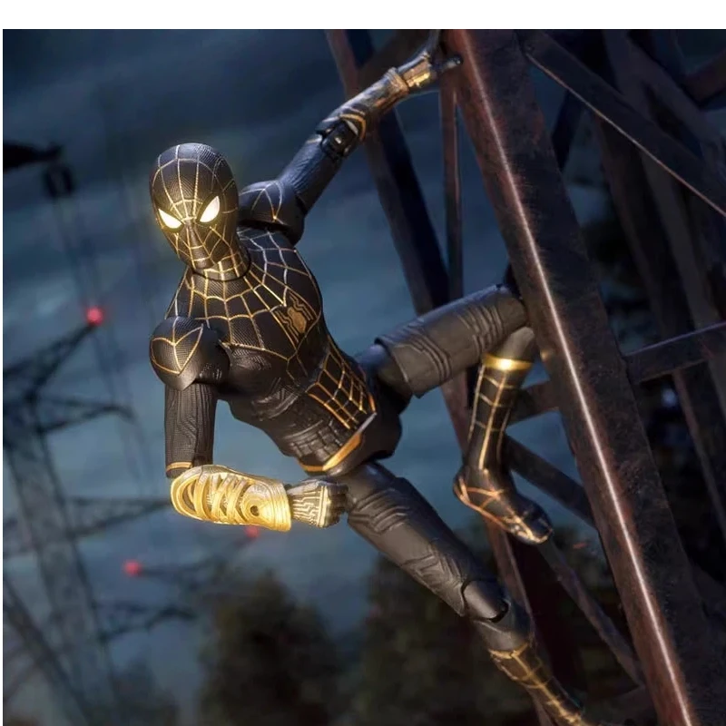 

Marvel Spider-Man No Way Home Black Gold Suit Super Articulated Action Figure Collectible Model Toy For Kids Marvel Fans