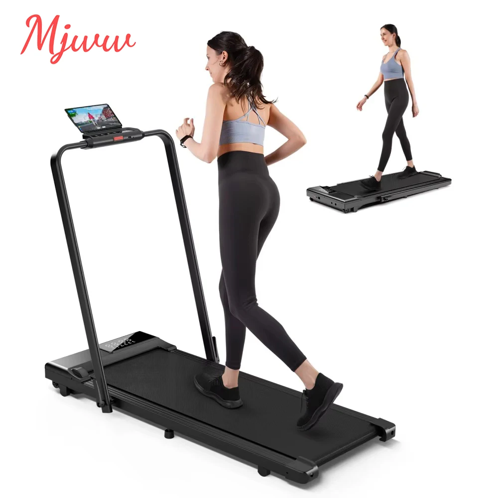 MJWW Heim-Laufband, faltbar, extragroß für schwerere Personen, 110 x 40 cm, Walking Pad mit LED-Display, max. 145 kg, Laufmaschine mit KI-Trainer