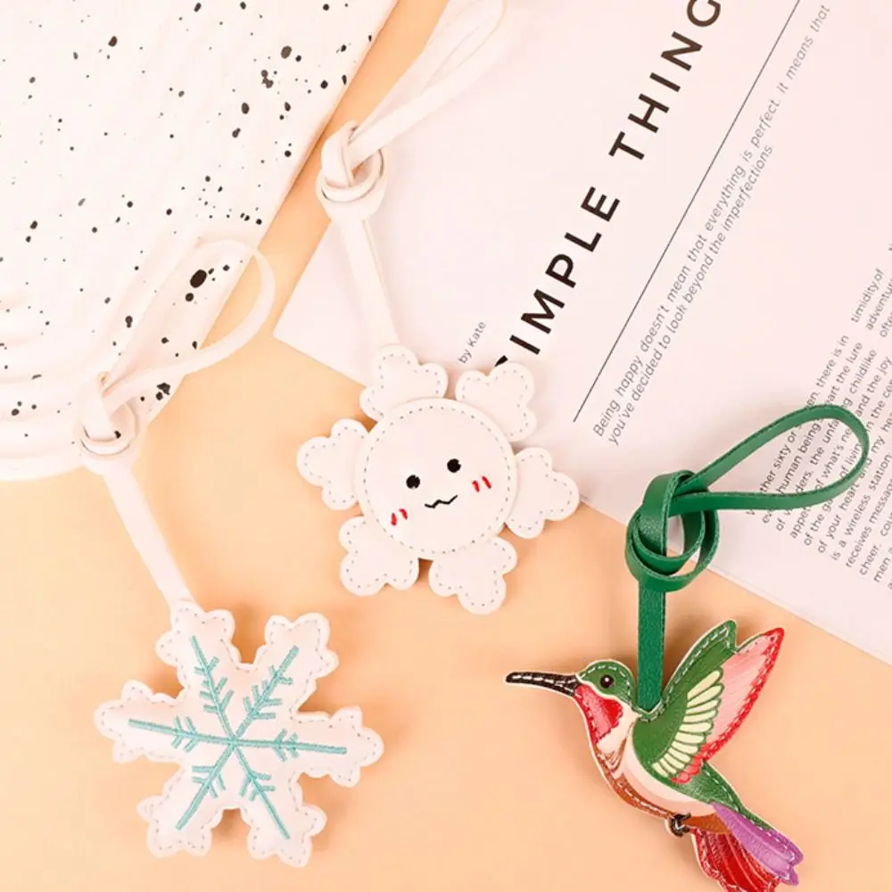 Cute Santa Claus Christmas Bag Charm Cartoon Snowman Pu Bag Pendant Red Christmas Hat Xmas Key Ring Men