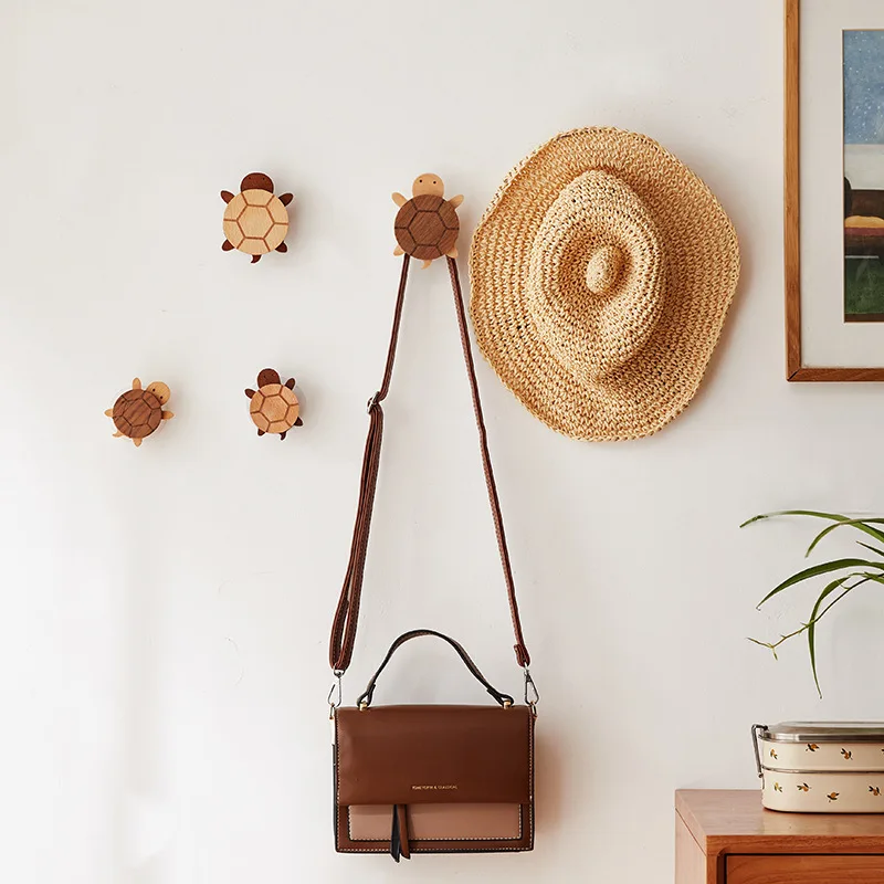 1/4 قطعة الجوز خشب متين السنانير الذاتي لاصق مفتاح الملابس شماعات حقيبة هوك ديكور منزلي هوك ل رداء معطف منشفة المنظم هوك