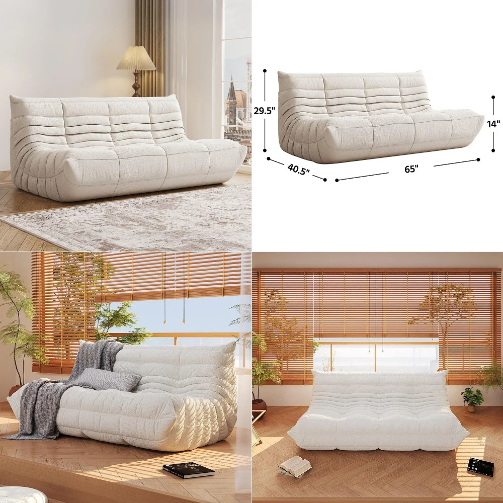 

Giant Loveseat Boneless Bean Bag Chair for Adults Teddy Fleece Fireside Accent Chair with Memory Foam, Comfy Lazy Floor Sofa Co