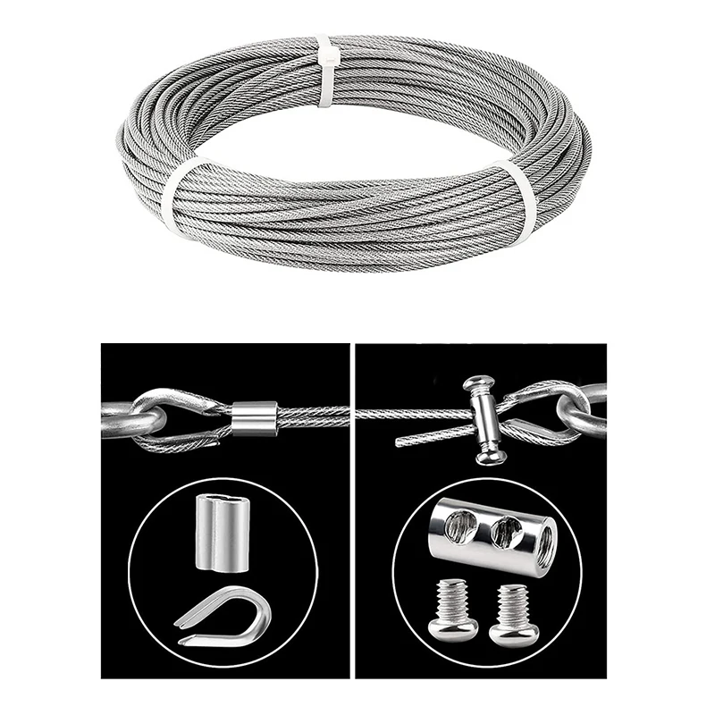 

Cable Kit 6/10m/20m/30m 2mm Stainless Steel Wire Rope PVC Coated For Climbing Plants Garden Wire Balustrade