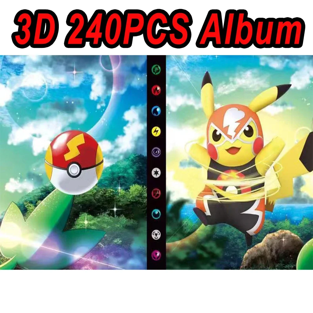 240PCS Pokemon Gengar Charmander Cartoon Album Card Book Map Letters Holder Binder Cartoon VMAX GX EX Game Collection Folder