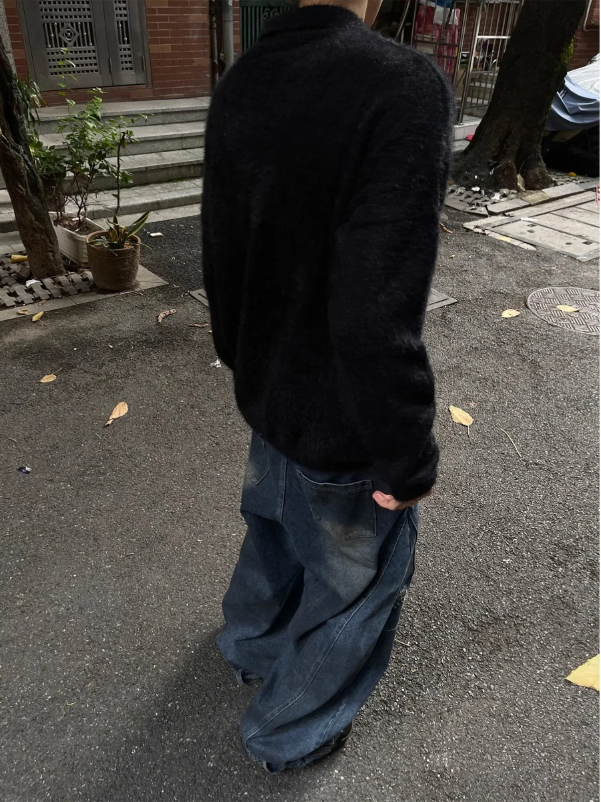 

Retro American Red And Bla Color Blo Fake Fur Letter Men's Sweater Loose Casual Autumn Knitted irt Youth Vitali S...