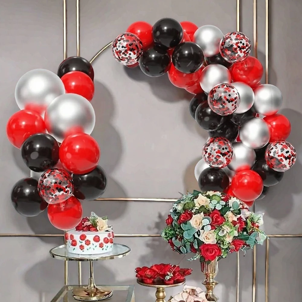 20/40pcs Black And Red Mixed Color Balloons 12inch Confetti Balloons, Wedding And Birthday Decoration Balloon Set, Anniversary D image 4