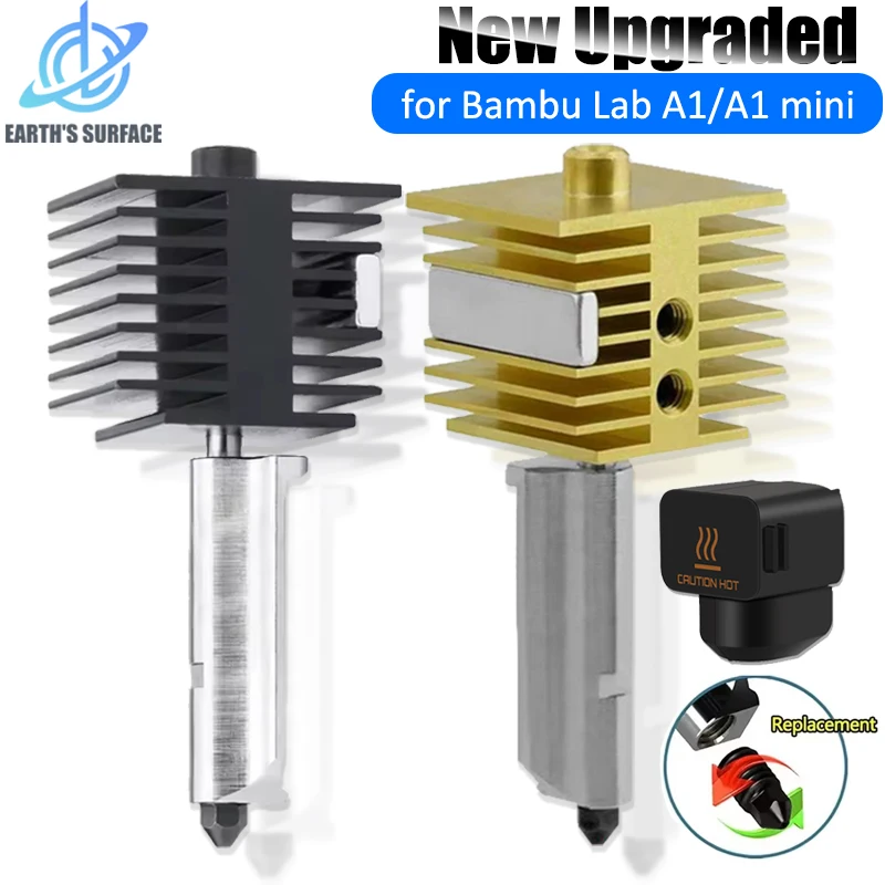 

New Upgrade 3D Printer Parts Hotend Kit for Bambu Lab A1 A1 Mini Fast Speed Hot End Brass Heat Sink Hardened steel Nozzle 0.4mm