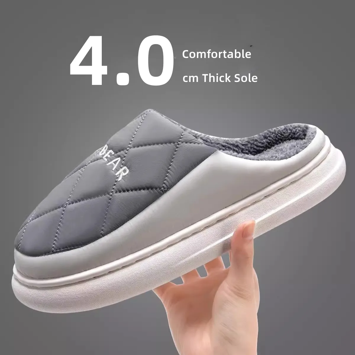 

Big Size 48 49 Winter Fashion Men's Slippers Indoor Waterproof Casual Furry Flats Home Warm Plush Couples Bedroom House Shoes