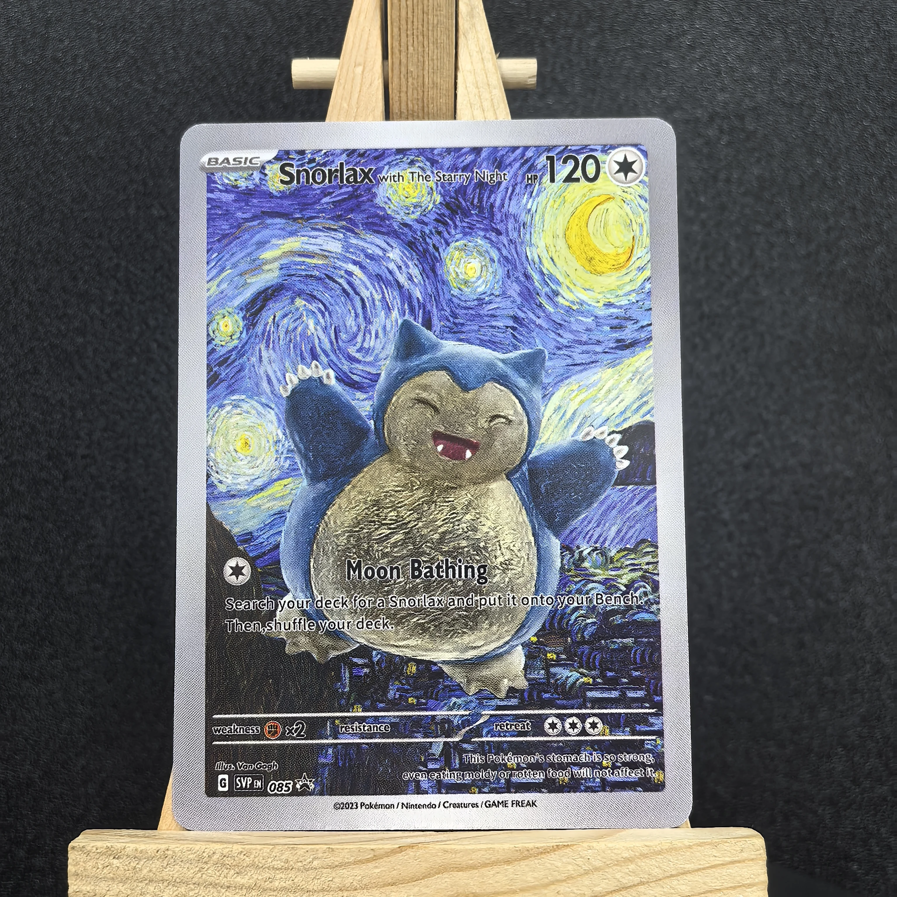 Tarjetas de Pokémon del Museo Van Gogh, PTCG, Anime Van Gogh 2023, Snorlax, raras, hechas a sí mismas, juego clásico de cartas de Anime, juguete de regalo, 085