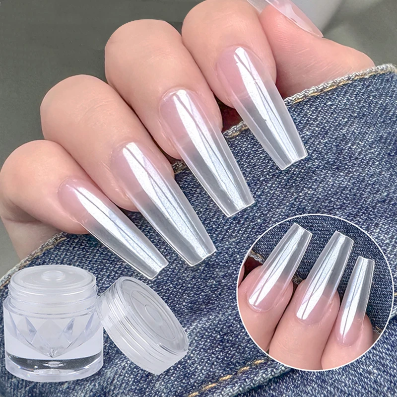 Nail High Gloss Ice Transparent Crystal Powder Mirror Moonlight White Aurora Powder Nail Wear Nail Decoration