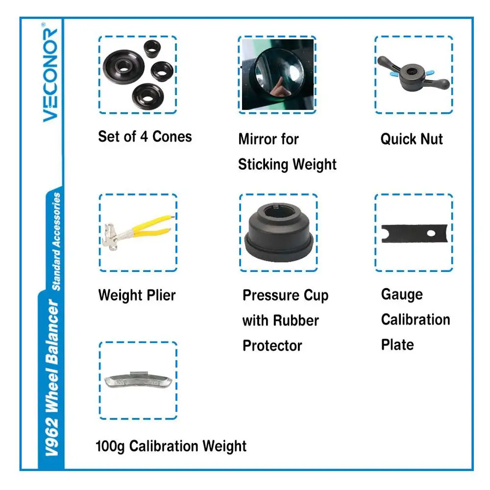 V962 Automatic Car Wheel Balancer with CE Automatic Distance & Diameter Input Sonar Rim Width Input