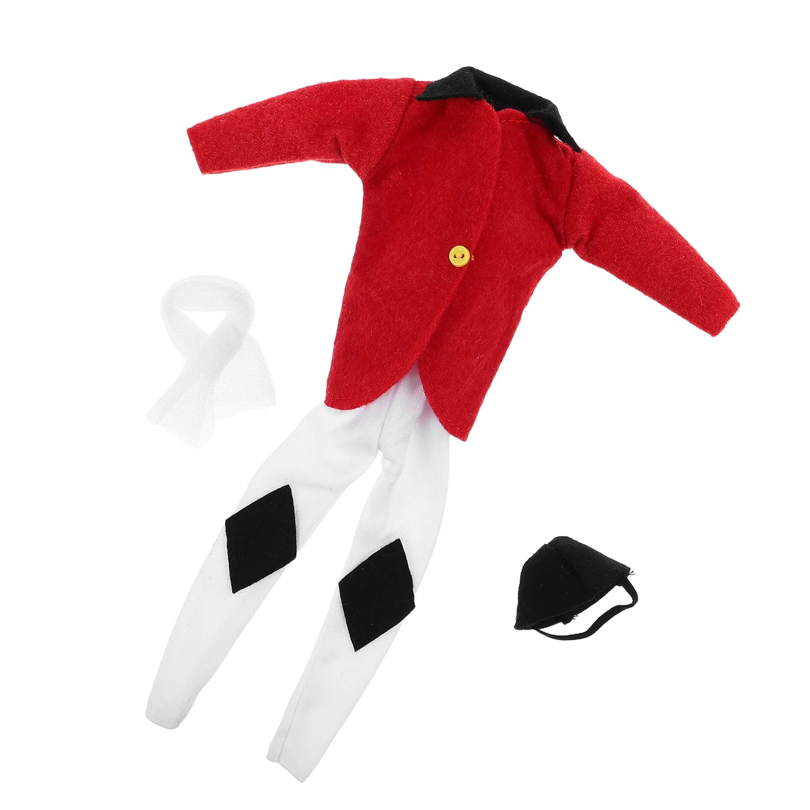 

Set Horseback Riding Outfit Red 11Inch Size Four-Piece Equestrian Clothes Jacket Hat Pants Scarf Holiday Dress Up Riding Gear