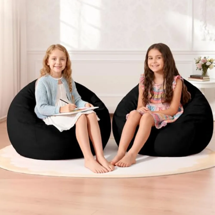 

2 Pack of 2Feet Bean Bag Chairs: 2' Bean Bags with Memory Foam FilledComfy Beanbag Chairs Round Bean Bag Sofa with Dutch Velvet