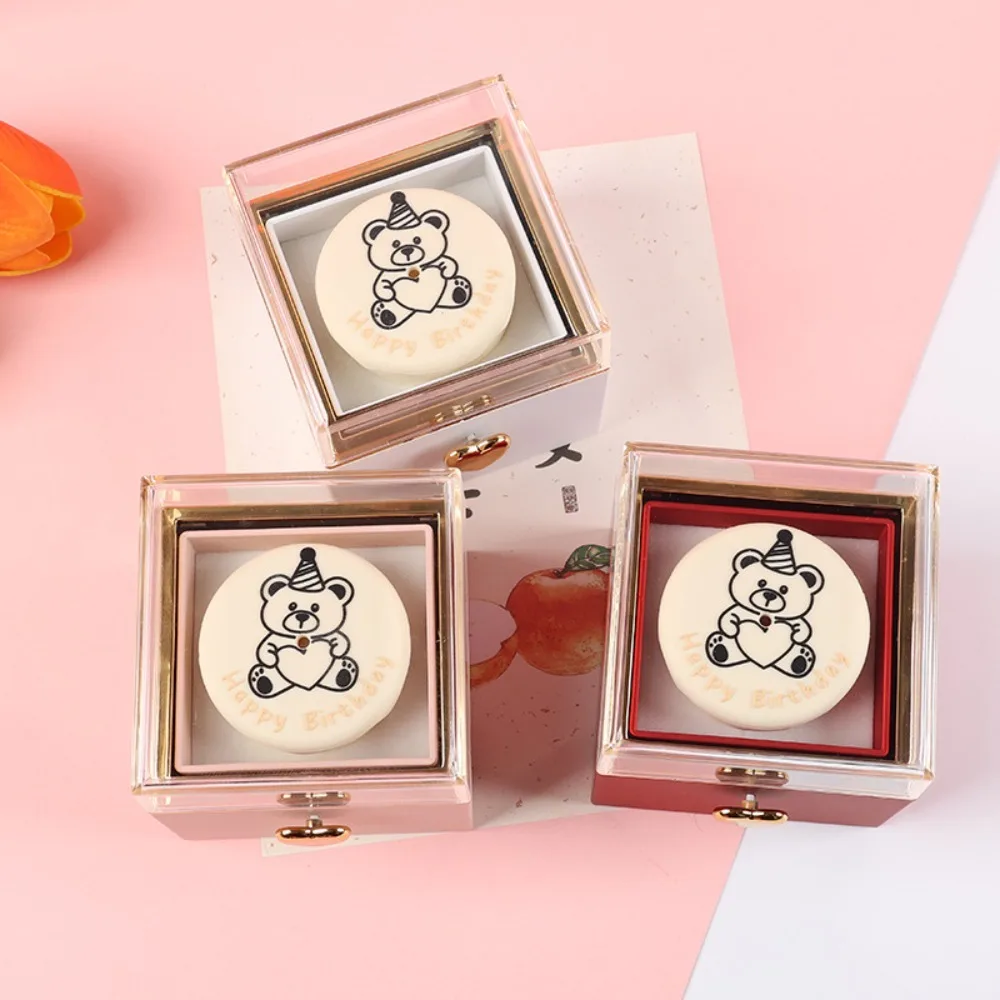 عيد الحب الدب الوجه الدائري صندوق حلقة عرض صندوق تخزين كعكة صغيرة علب الهدايا صديقة هدية مجوهرات هدية عيد ميلاد علبة التعبئة والتغليف