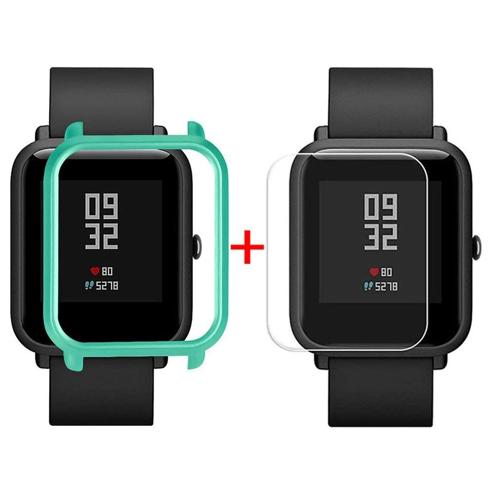 Watch Protective Case Compatible for Xiaomi Huami Amazfit Bip Youth, PC Material Case+Screen Protector Mint Green