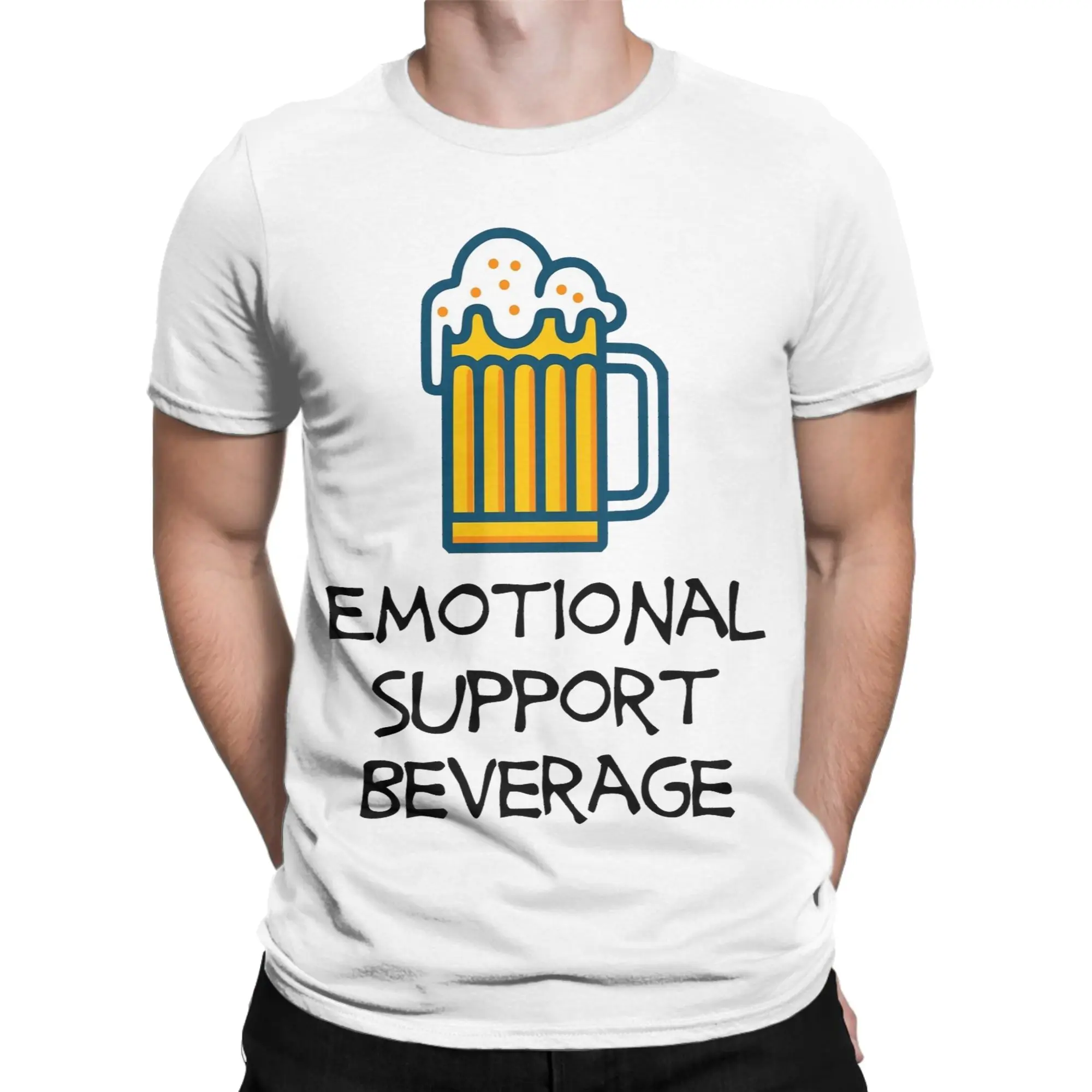 All Seasons Emotional Support Drinking Buddy Beer T Shirt for Men Women  Pure Cotton T-shirts Short Sleeve Clothes