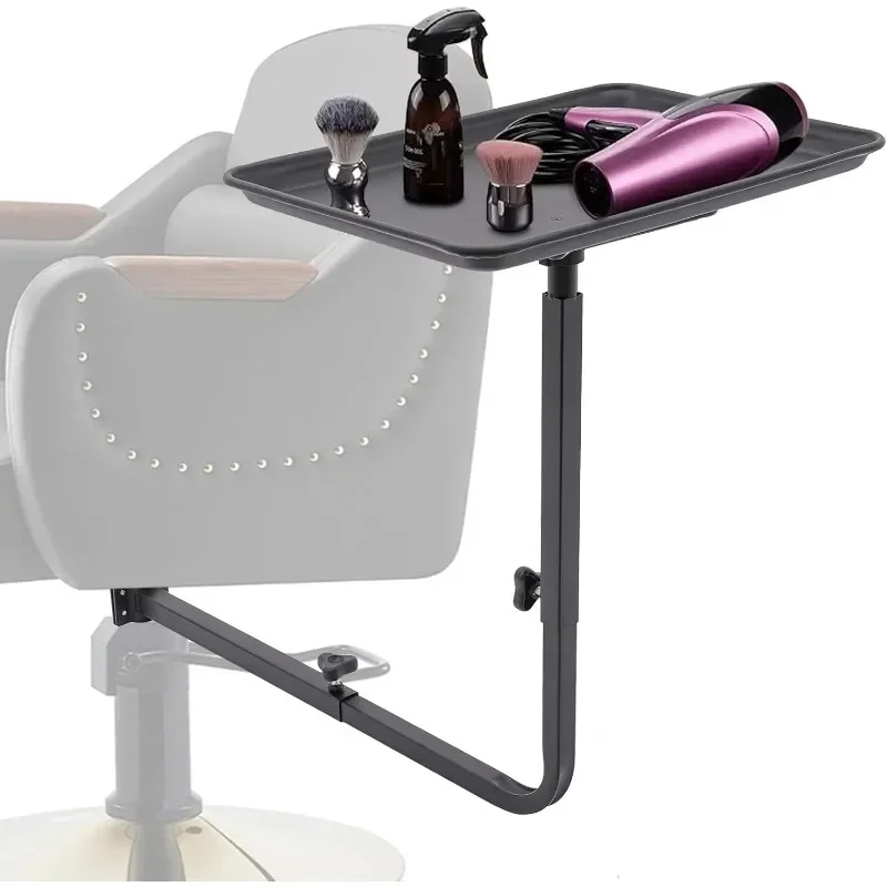

Black Salon Tray Attached to Chair, Metal Swivel Tray for Salon Chair Tattoo Tray Hairstylist with 360 ° Rotation