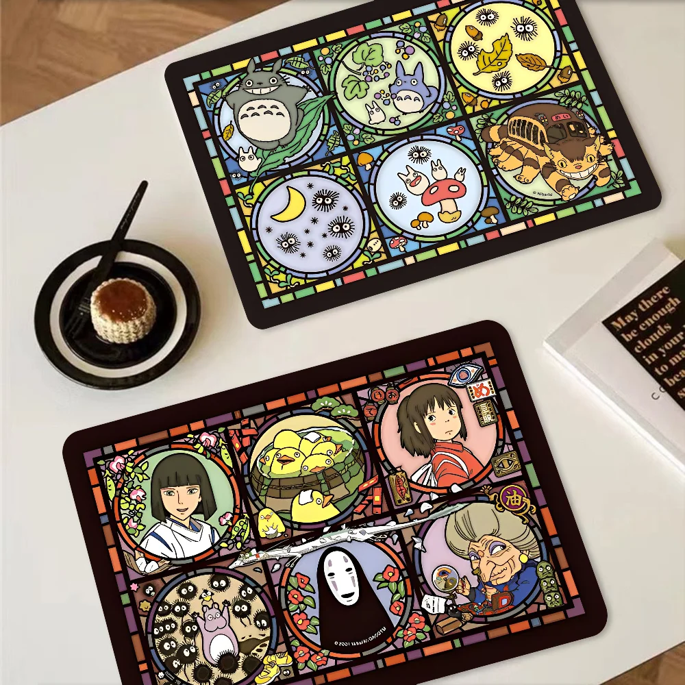 Miyazaki Hayao Cartoon Anime Carpet Totoro Spirited Away Non-slip Fast Water Imitation Tile Printing Coffee Machine Draining Pad