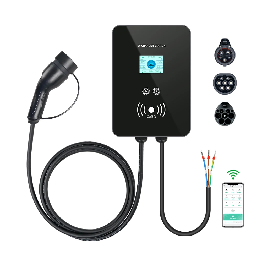 

IP65 Home Wall Mount 22kw Type 2 3phase 32a Level 2 J1772 7kw Ac Ev Charger Wallbox Electric Vehicle Car Charging Station