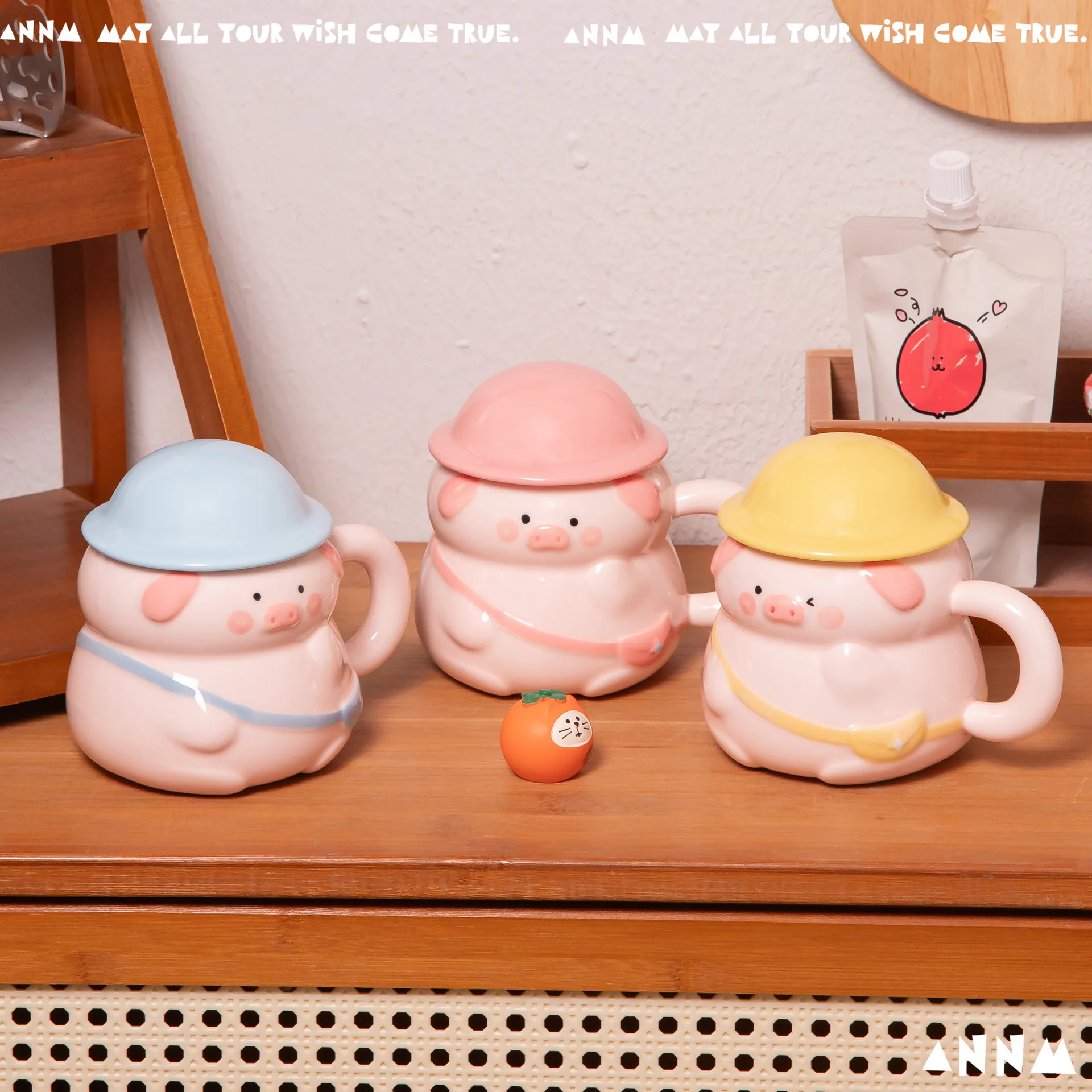 Spring Outing Piglet Ceramic Mug For Women New High Value Cup With Lid Coffee Cup Office Gift