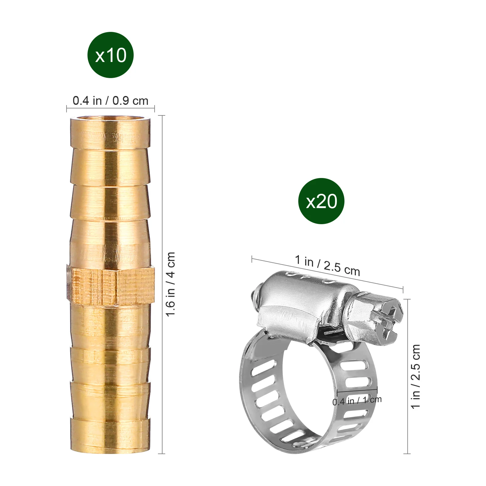 

1Set Brass Hose Connectors Fittings Stainless Steel Clamps Utility Kit for Pipe Hose Repair Replacement Quick Connectors