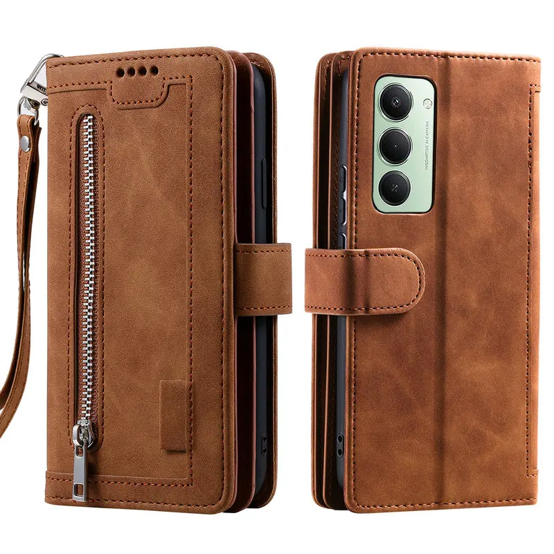 ل Xiaomi Redmi 15C 5G 4G 2025 حافظة قلابة 9-بطاقة سستة جلدية مغناطيس eتوي ل Redmi 15 C 14C 14R 13C 12C 10C توربو 4 3 غطاء #5