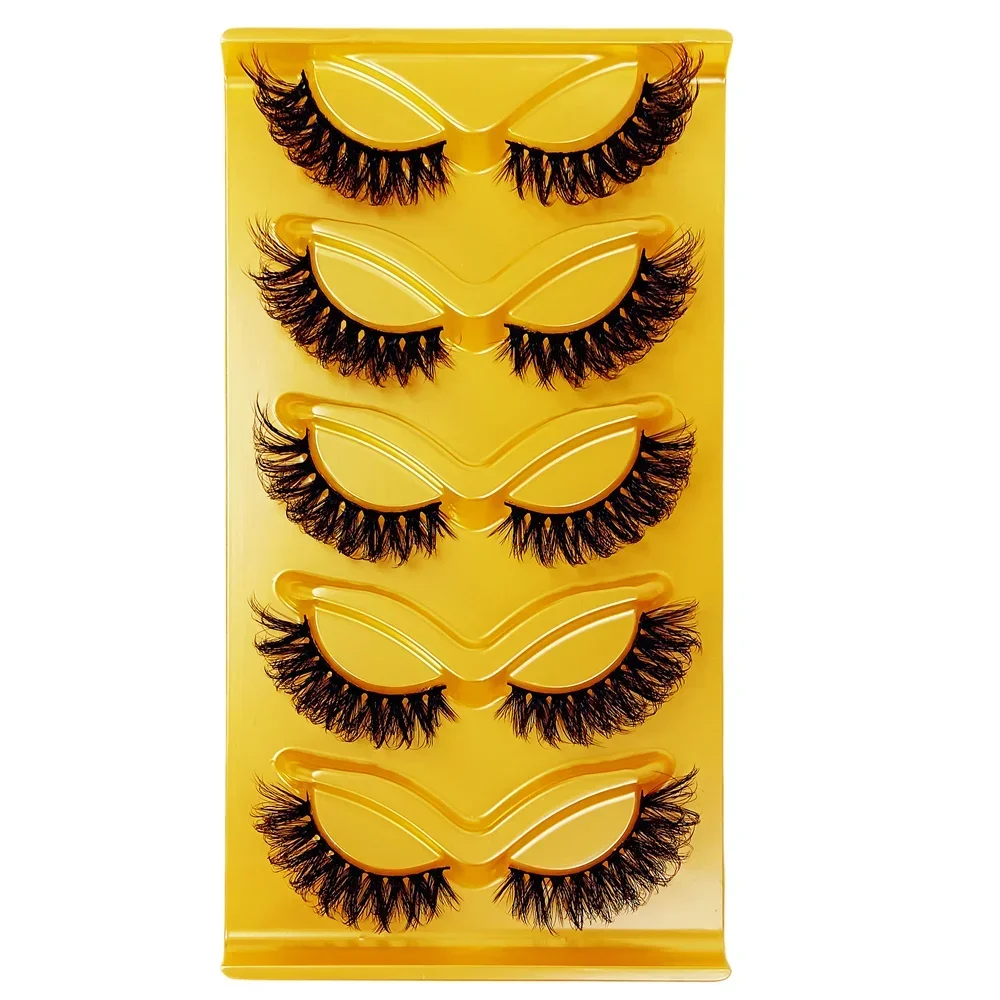 5 คู่ขนตาปลอม CAT EYE Wispy End Eye ยาวหนา Faux Mink Lashes Fluffy สั้นขนตาปลอมธรรมชาติ