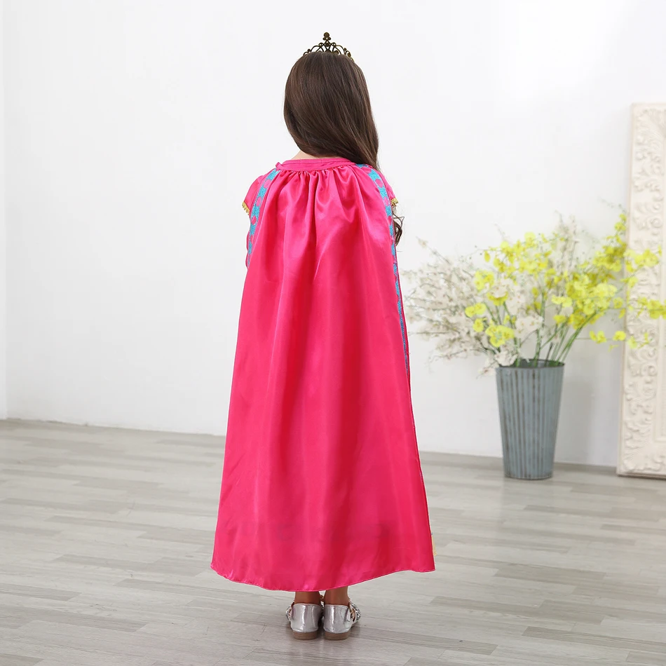 Jasmine Princess Dress for Girls Aladdin Christmas Gorgeous Pink Dress Kids LED Light Coronation Costume Child Arab Clothes