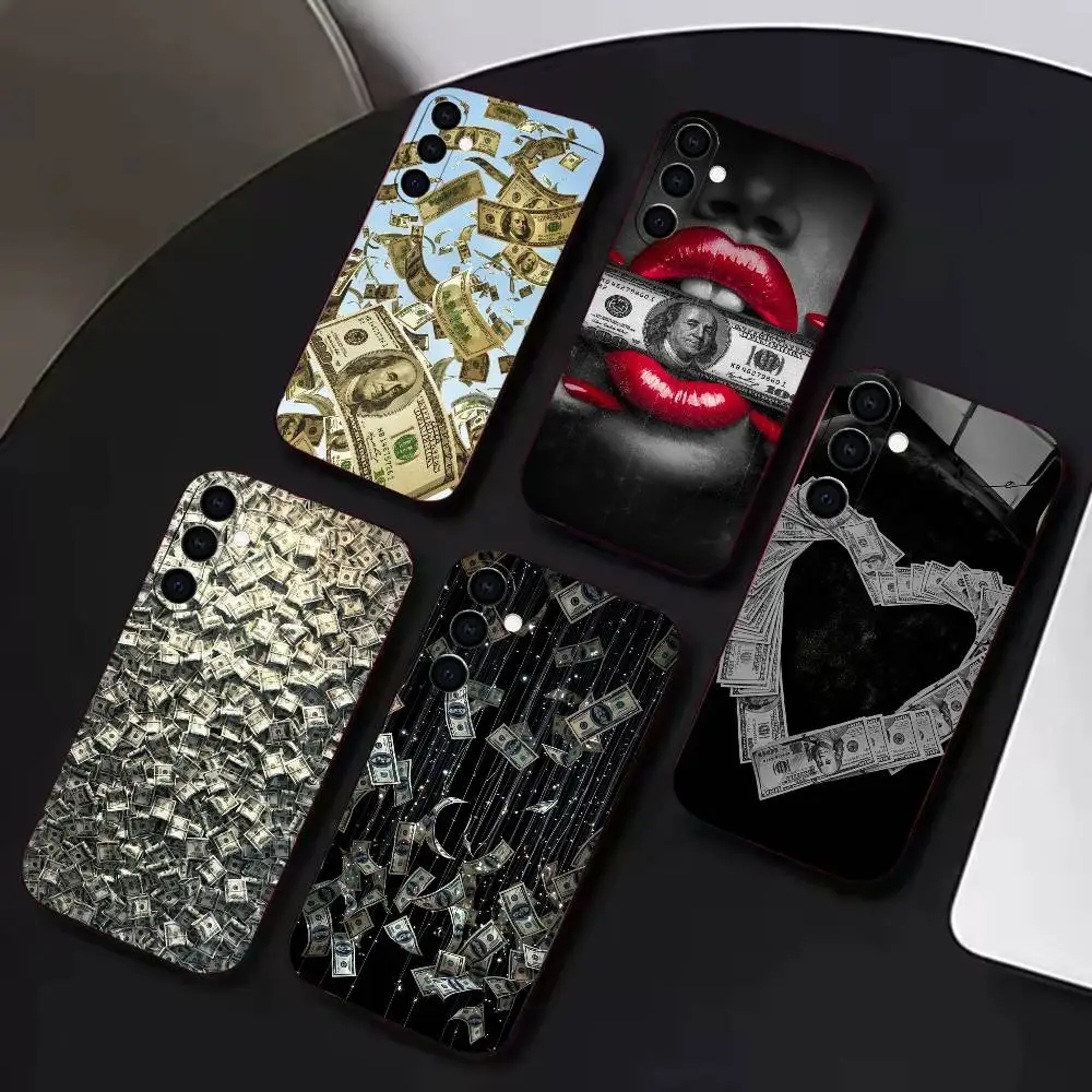 US dollar banknote pattern  Phone Case For Samsung A72,A53,A71,A70,A52,A73,A51,Silicone Black Soft