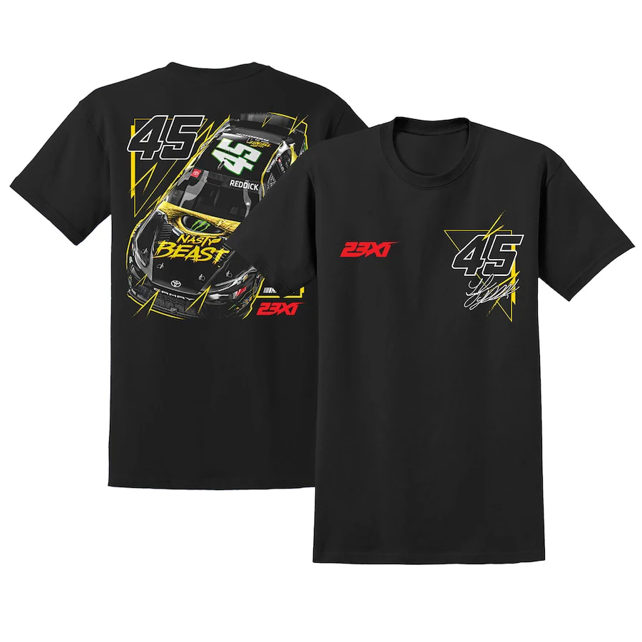 Tyler Reddick 45 Men\'s T-Shirt Motor Sports Racing Black Tops Classic Cotton Crew neck Short Sleeve T Shirt for Men Clothing