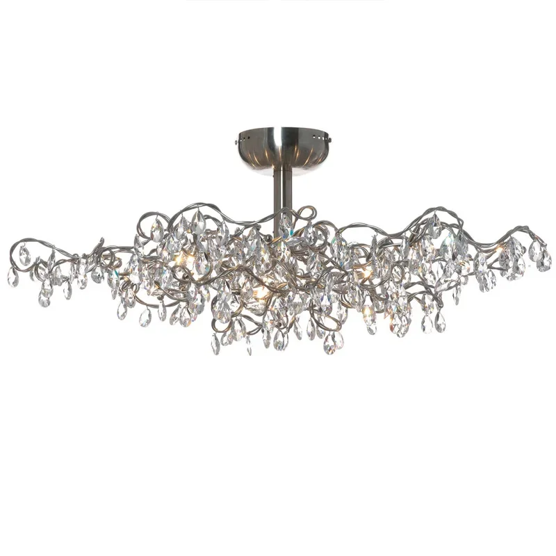 New Crystal Chandelier artistic sense Restaurant bar LED chandelier Post-modern light Luxury Stainless steel Indoor lighting