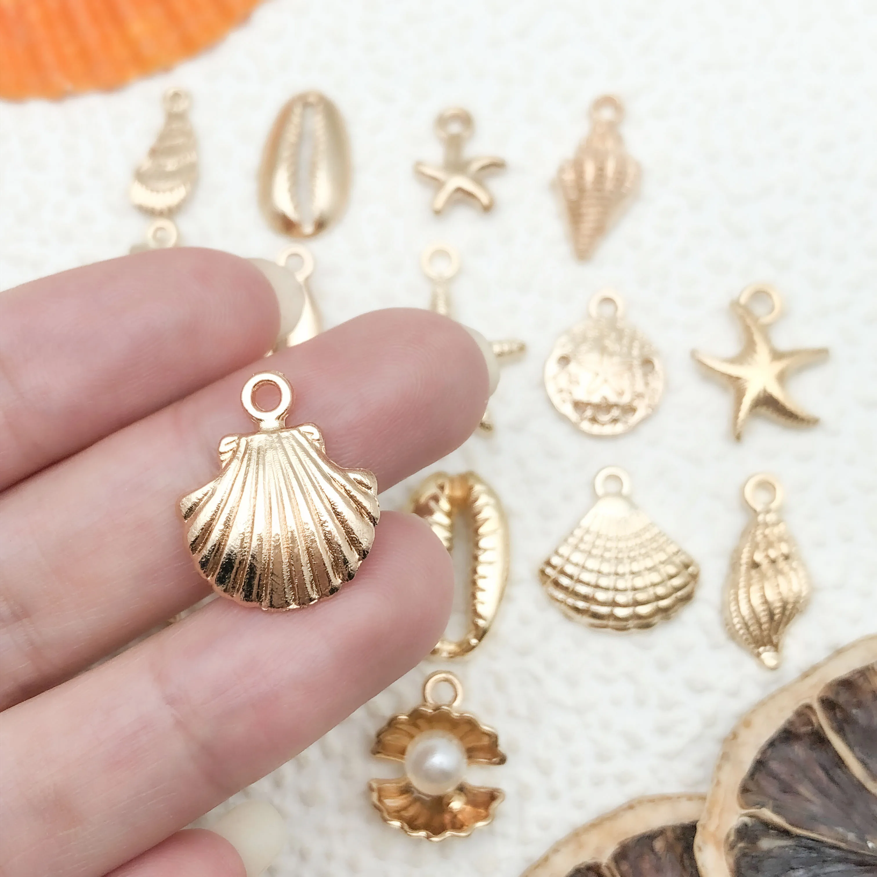 Mix 16 pieces of KC Golden Sea Star series, DIY jewelry making craft accessories, Halloween and Christmas fashion accessories