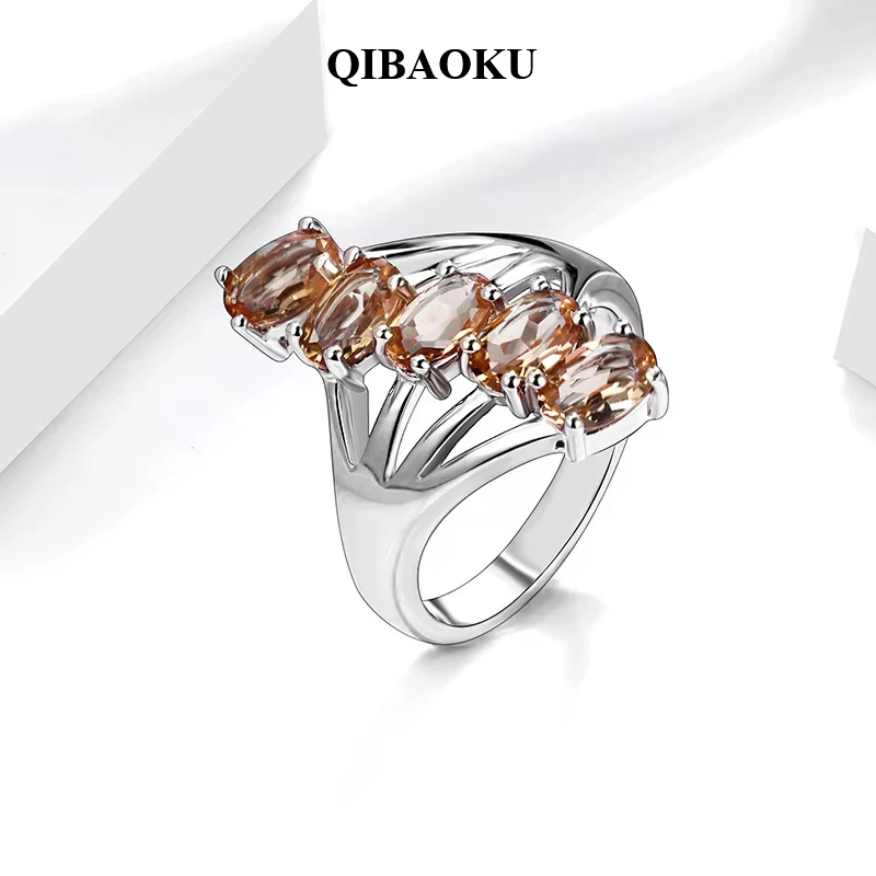 QIBAOKU Zultanite Султанит Color Change Silver Ring for Women Created Diaspore Multi-color Simple Real Silver Rings 2026