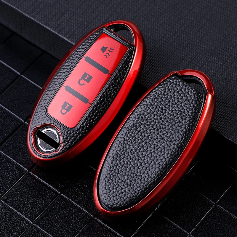 Leather TPU Car Key Case Cover for Nissan Leaf Micra Qashqai J11 J10 X Trail T32 Versa Note Patrol Key Fob Cover Accessories