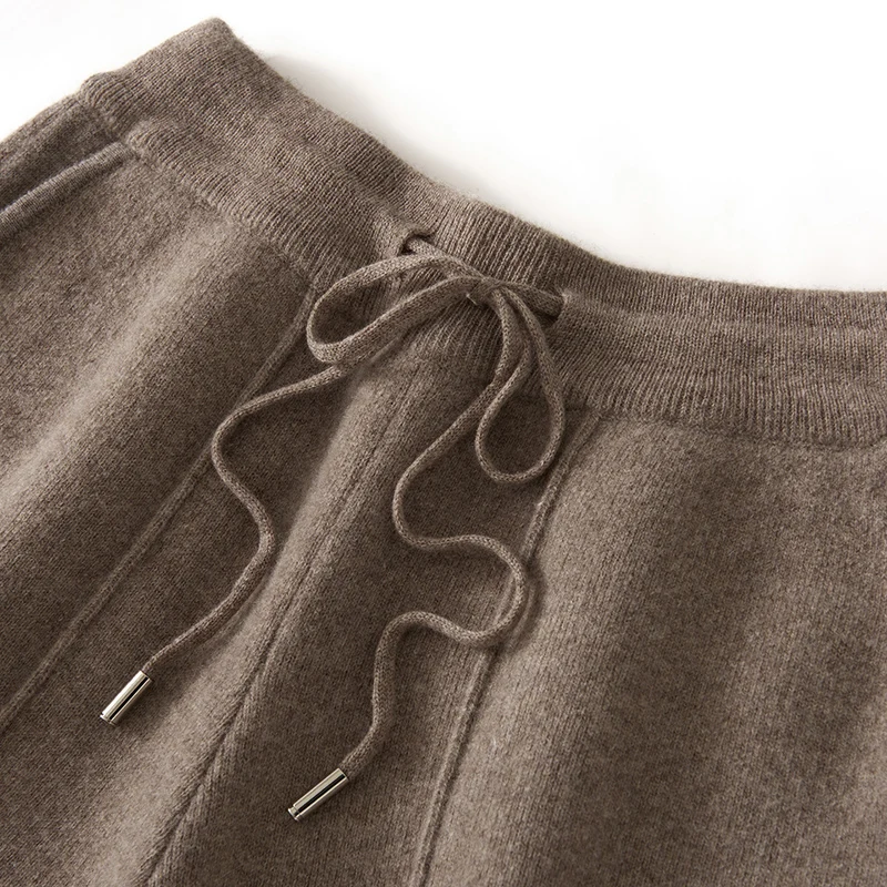 Men's Wool Pants Elastic Waist 2025 Autumn Winter Thick Casual Cashmere Trousers 100% Merino Wool Knitted Mid Seam Sport Pants