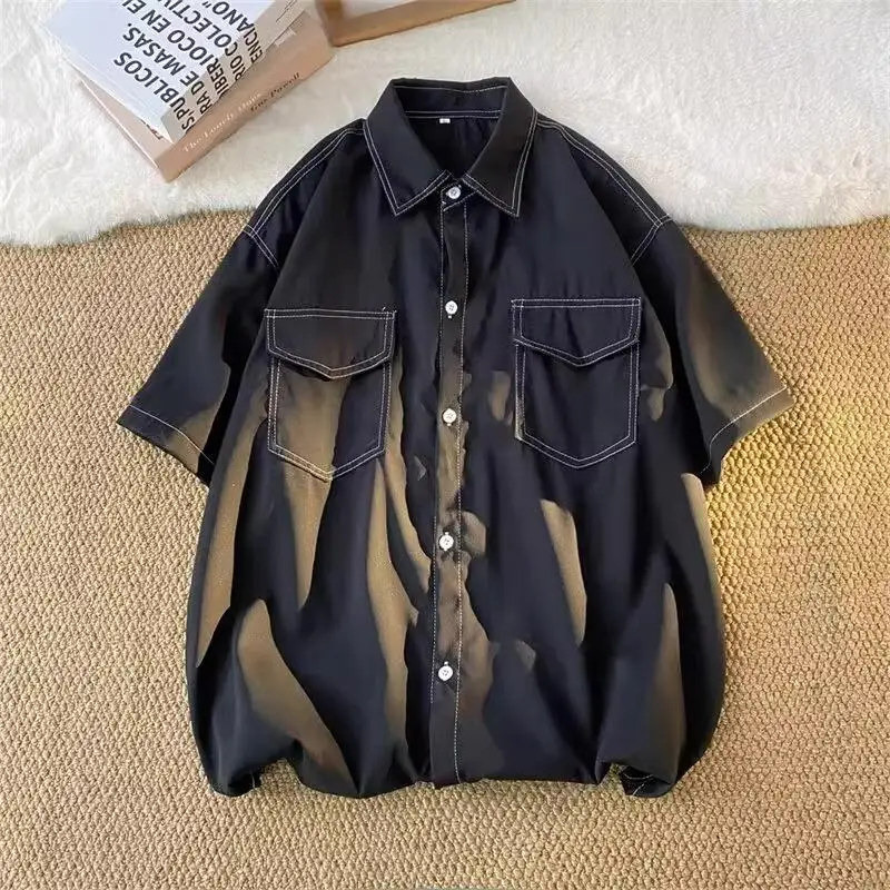 

Свободная рубашка с коротким рукавом, весна-лето, универсальная, дышащая, удобная, в американском стиле High Street.