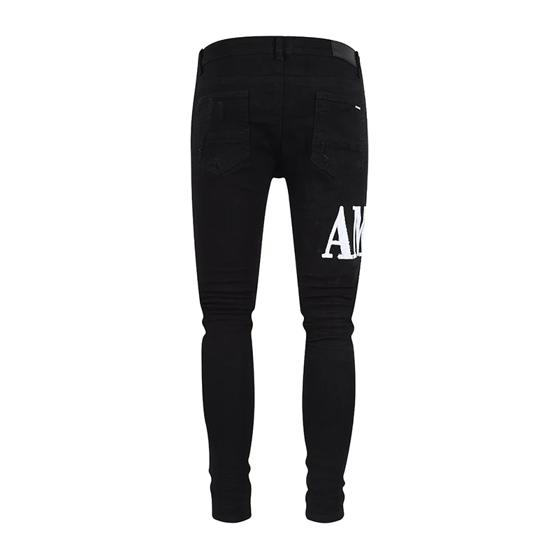 Jean Délavé Blanc Tecelastic Slim Fit pour Homme, Pantalon Noir, Marque Hip-Hop, Designer High Street, Mode, Nouveau