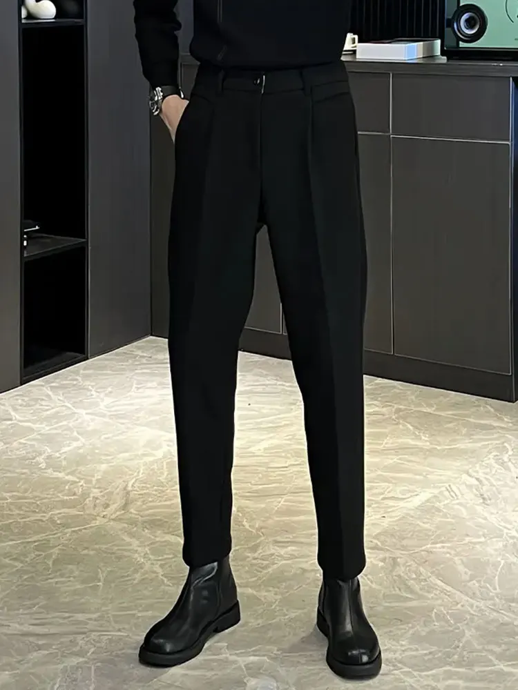

Новые весенние мужские эластичные повседневные брюки однотонного цвета, классического кроя, для молодых мужчин