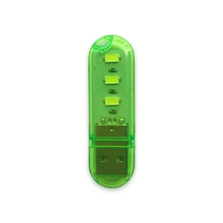 Lampu baca USB Mini LED 3LED, lampu malam USB portabel lampu Disk U lampu baca warna-warni lampu buku Mini bertenaga Power Bank DC5V bohlam Camping