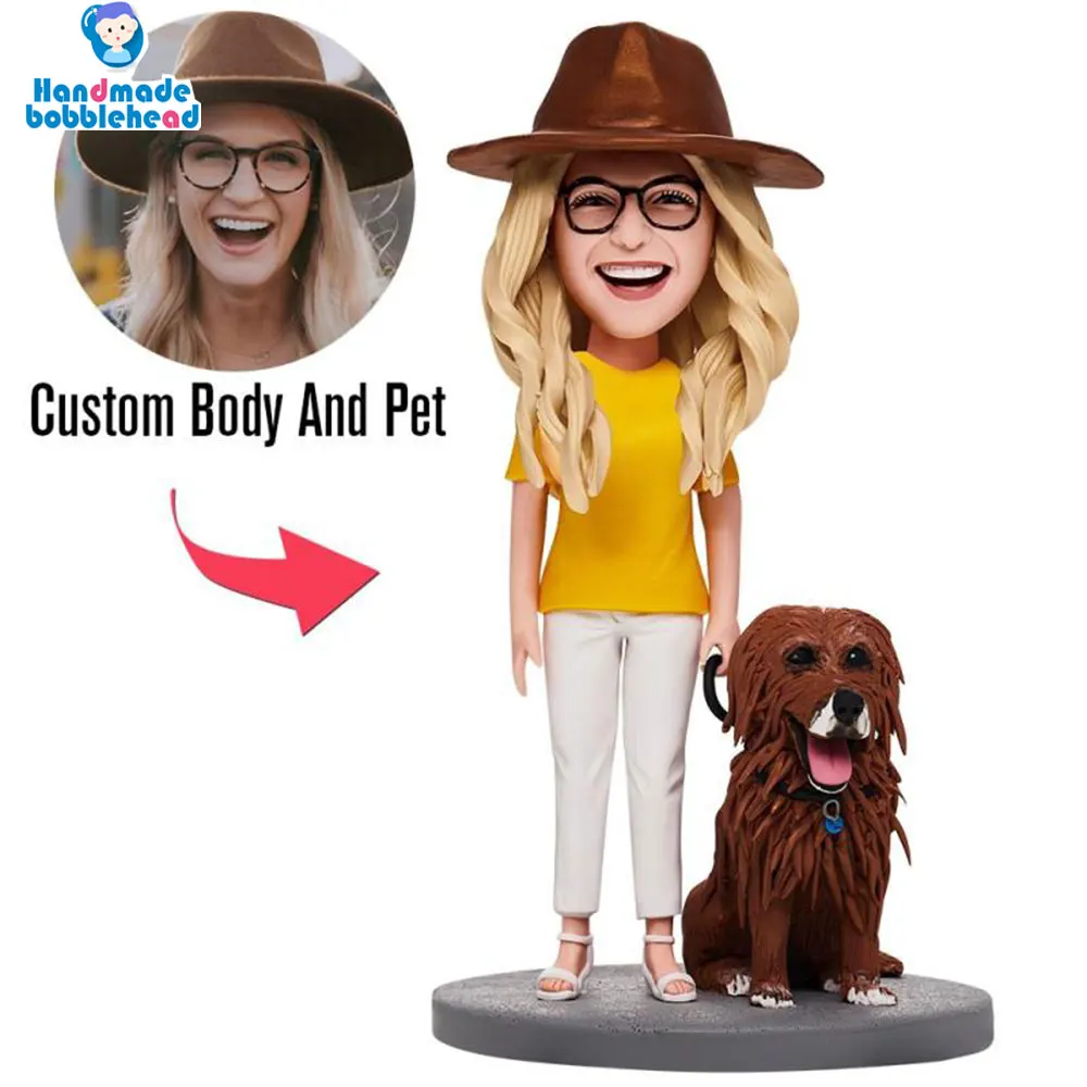 

Master And Beloved Pet Fully Customizable Figurine Custom Bobblehead Handmade Dog Cat Sculpture