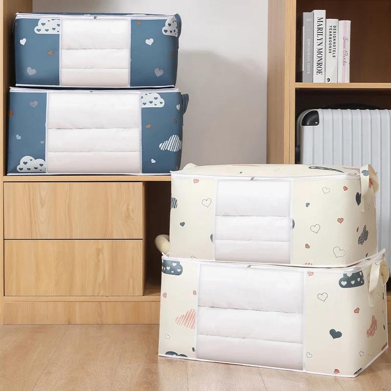 Quilt Clothes Storage Bag Big Capacity Duvet Blanket Sorting Bags Dustproof Closet Under-Bed Storage Moisture Proof Organizer