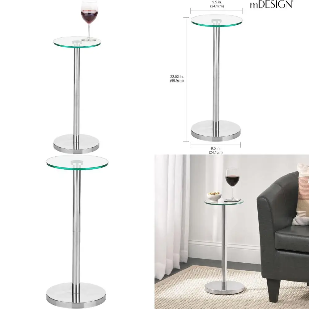 

Glass Top Nightstand - Bedroom and Living Room Side Table for Lamps and Decor - Clear/Chrome